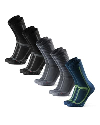 Image of DANISH ENDURANCE Cushioned Running Socks for Long Distances, Crew Socks, for Men & Women, Unisex, 3 or 5 Pack, Multicolor (2xBlack/Grey, 2xGrey/Black, 1xBlue/Yellow), 13-15