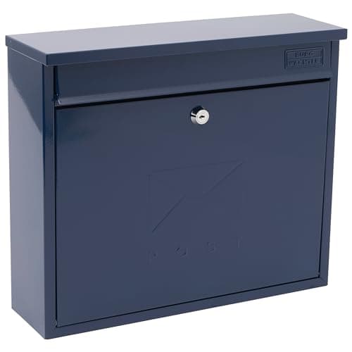 Image of Burg-Wachter MB02MB Midnight Blue Elegance Wall Mounted Galvanised Steel Lockable Weatherproof Post Box - 36x31x10cm, 310 x 362 x 112