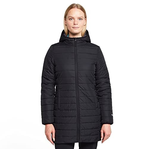 Image of Peter Storm Women’s Blisco II Longline Jacket with Hood & 2 Pockets, Lightweight, Water Repellent & Insulated Winter Padded Puffer Coat (UK, Numeric, 12, Regular, Regular, Black)