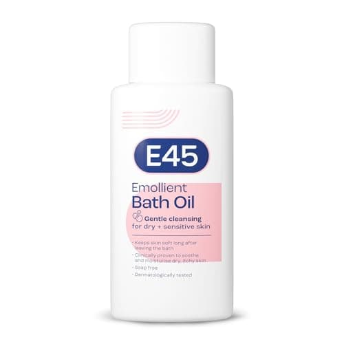Image of E45 Bath Oil 500 ml – E45 Bath Oil Emollient to Moisturise & Hydrate Dry Skin – Gently Cleanses for Soft Skin – Soap Free & Perfume Free Emollient Bath & Shower Oil Body Wash - Dermatologically Tested