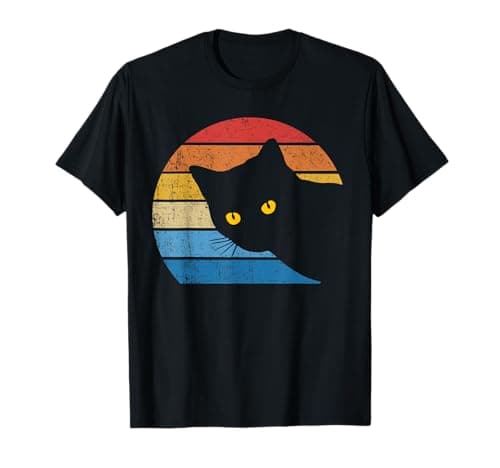 Image of Vintage black cat lover, retro style cat gift T-Shirt