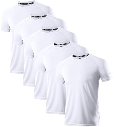 Image of Holure Men's Quick-Dry Sportswear T-Shirts,5 Pack Breathable Moisture Wicking Gym Tops for Training & Workout,Short Sleeve Tees White/White/White/White/White 5P08-2XL