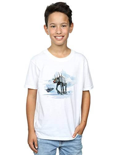 Image of Star Wars Boys Christmas AT-AT Reindeer T-Shirt White 9-11 Years