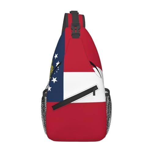 Image of Georgia State Flag Crossbody Bag, Chest-Cross Bag,Diagonally Shoulder Hiking Casual Daypack For Men Women