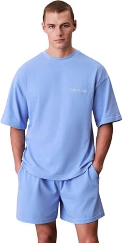 Image of Calvin Klein Men's Ss Tee Short Set LV00NM2949 Other Lounge & Sleepwear, Blue (Blue Descent), S