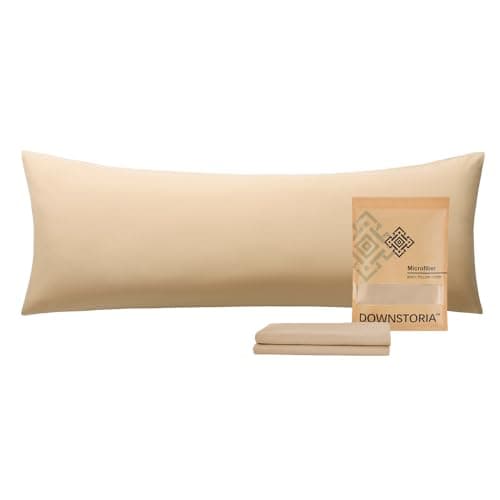 Image of DOWNSTORIA Body Pillow Cover, Ultra Soft Microfiber Long Pillowcase, Envelope Closure Large Pillow Cases 20x54 inch (Beige)