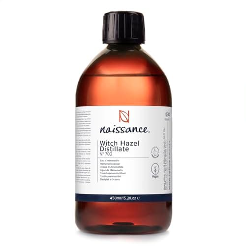 Image of Naissance Distilled Witch Hazel (No. 702) - 450ml - Non-Alcoholic, Pure, Natural - Cleansing & Toning - for Aromatherapy, Skincare and DIY Beauty