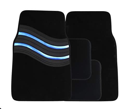 Image of Streetwize - Wave Carpet Car Mat Set - Anti-Slip, Heavy Duty, Universal Car Mats - Car Interior Accessory (Blue)
