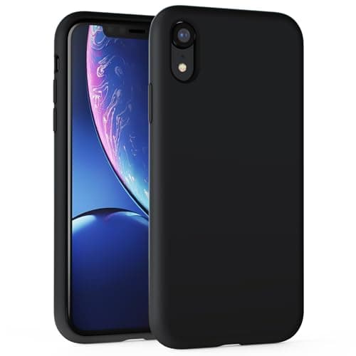 Image of TAXXOE Silicone Case Compatible with iPhone XR Case Soft Ultra Slim Protective Shockproof Liquid Silicone Phone Case, Anti-Scratch Microfiber Lining, 6.1" Black