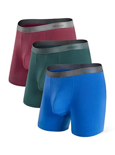 Image of Separatec Men's Boxers Bamboo Underwear Trunks Breathable Soft Dual Pouch Fitted Underpants with Fly 3 Pack