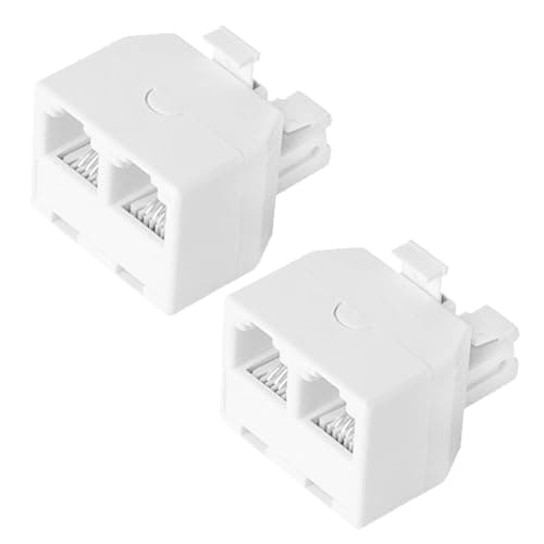 Image of HAWAKA 2Pcs RJ11 6P4C Male to 2 Ports Female Telephone Line Splitter, 2 Way Phone Jack Splitter Socket Adapter Extension Coupler Connector for Landline Cable Fax Machine Modem