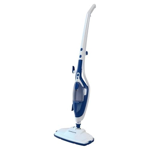 Image of OVENTE 10-in-1 Steam Mop with Detachable Handheld Steamer, Foldable Handle and 400ml Removable Water Tank, MultiPurpose Home Cleaner for Tile Grout, Hardwood Floors, Carpet and Furniture, Blue ST505BL