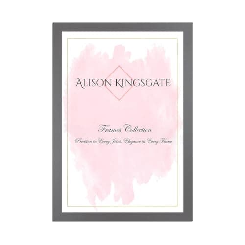 Image of Alison Kingsgate Sleek A3 Picture Frame - Engineered Wood with Shatterproof Perspex Front -Perfect for Photos, Posters, Certificates -Suitable for Wall Mount or Tabletop Display - Dark Grey
