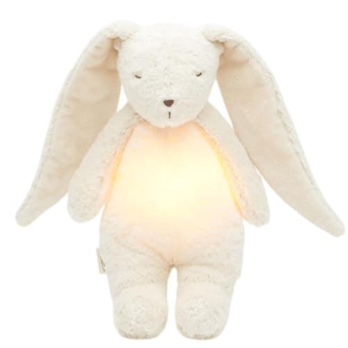 Image of Moonie 2.0 Organic Humming Bunny with Night Lamp - Polar | Soothing White & Pink Noise Sleep Aid for Babies | Voice Recording | Rechargeable GOTS Certified Cotton | Calming Plush for Newborn & Toddler