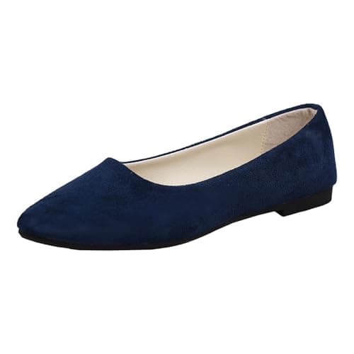 Image of Generisch Women's Comfortable Square Toe Slip On Ballet Flats, navy, 5 UK