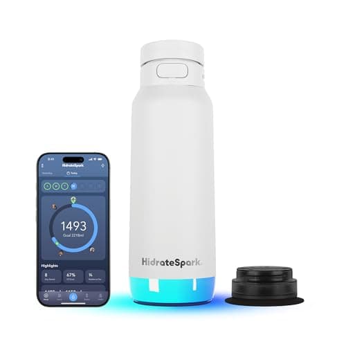 Image of HidrateSpark PRO 2 - Smart Bottle with Reminder & Hydration Monitor, 946ml Stainless Steel - Sync Apple Health, Fitbit, Rings & Smart Watches - Chug White