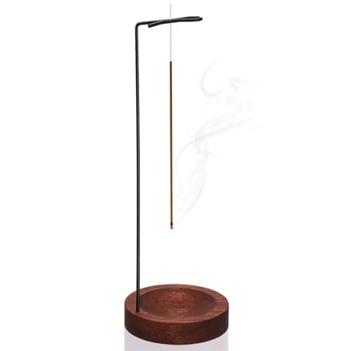 Image of Incense Holder, Wooden Upside Down Incense Holders for Sticks Ash Catcher, Modern Design With Cone Coil for Home Decor Yoga Spa Madiation(Walnut Wood)
