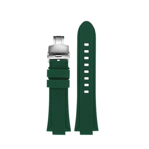 Image of PCCWBCPJC Waterproof Sports Silicone Watch Strap Compatible With Tissot 1853 Super Player PRX T137.210.11.35 Rubber Band Male Interfac(Green silver)