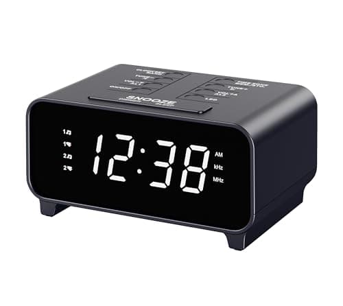 Image of iTOMA Clock Radio with AM/FM Radio, Dual Alarms, Snooze, Memory Presets, Dimmer, Sleep Timer, Volume Control, Night Light,Alarm Clock for Bedroom