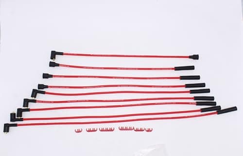 Image of TAKPART 1 Set 8mm HT Leads Ignition Wires Cables Red Compatible for Rover V8 Double Silicon leads