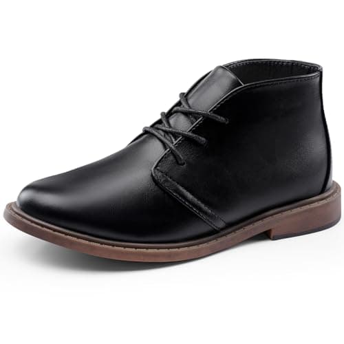 Image of Harvest Land Boys Dress Shoes Lace-up School Shoes Kids Classic Oxford Boots Boys Loafer Flats Hook and Loop Light Comfortable for Toddler Big Kids Black UK3