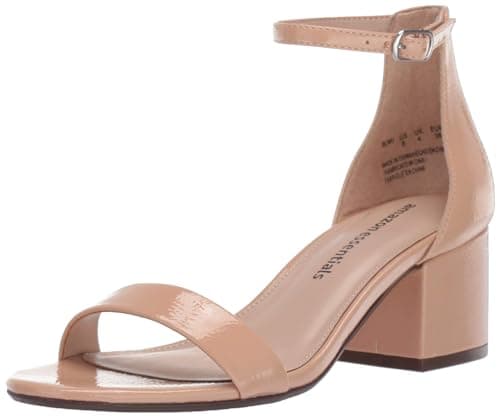 Image of Amazon Essentials Women's Two Strap Heeled Sandal, Beige, 5 UK Wide