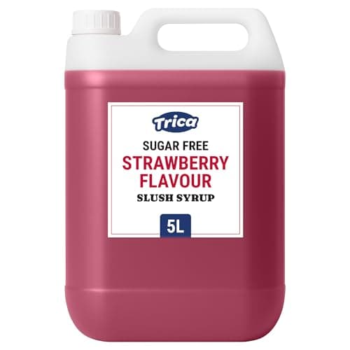Image of TRICA Sugar Free Strawberry Slush Syrup 5L - Concentrated Strawberry Flavour Snow Cone Syrup for Slush Machines, 6:1 Dilution Ratio, 5 Litres