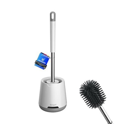 Image of Ibergrif M34152 Silicone Toilet Brushes & Holders, Deep Cleaner, Toilet Brush with Quick Drying Holder Set for Bathroom