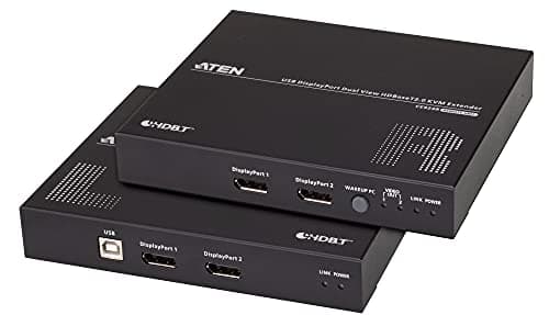 Image of ATEN USB DisplayPort Dual View HDBaseTT 2.0 KVM Extender, W126262119 (HDBaseTT 2.0 KVM Extender (1920 x 1080 up to 100m, Long Reach mode 1280 x USB DisplayPort Dual View)