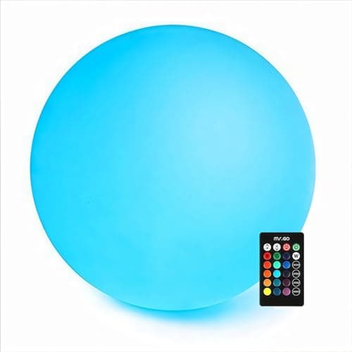 Image of Mr.Go 16" LED Night Light Color Changing Mood Light, Waterproof Garden Light Ball Lamp with Remote Control, Adjustable Colors, Brightness & Effects, Rechargeable Battery for Decor & Create Atmosphere