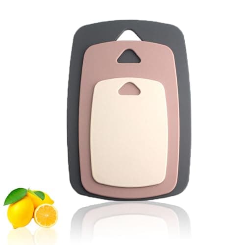 Image of 3 Pcs Chopping Board - Kitchen Cutting Boards, Cutting Tray, Different Sizes, Dishwasher Safe, Multicolour,Non-Slip BPA Free Plastic Chopping Board for Vegetables and Fruits, Meat(Pink,S+M+L)