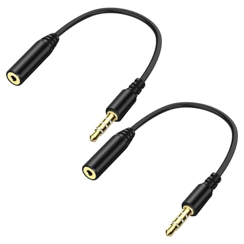 Image of XMSJSIY 2.5mm to 3.5mm Adapter 3.5mm 1/8" Male to 2.5mm Female 4-Pole Audio Stereo Adapter Headphone Cable Connector for Earphone Phone PC Recorder 15CM/5.6INCH 2PCS