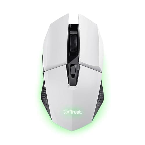 Image of GXTrust 1108W Vylax Rechargeable Wireless Gaming Mouse, 80h Playtime, 800-4800 DPI, Multicolour LED Lighting, Storable USB Micro Receiver, 6 Buttons, RGB Computer Mouse for PC Laptop Windows, White
