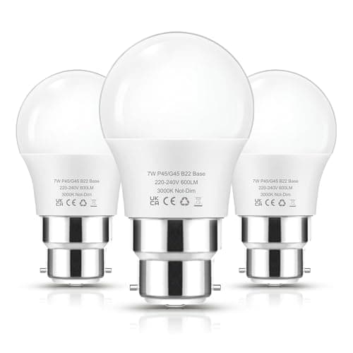 Image of Flaspar Bayonet Light Bulb 60W, 7W B22 LED Bulbs Bayonet Cap Warm White 3000K, G45 P45 Energy Saving Golf Ball Lightbulbs, Non-dimmable, 3 Pack