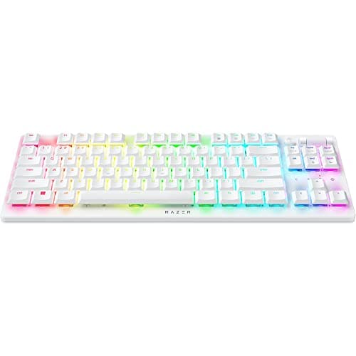 Image of Razer DeathStalker V2 Pro TKL Wireless Gaming Keyboard: Low-Profile Optical Switches - Linear Red - HyperSpeed Wireless & Bluetooth 5.0-50 Hr Battery - Ultra-Durable Coated Keycaps - RGB - White