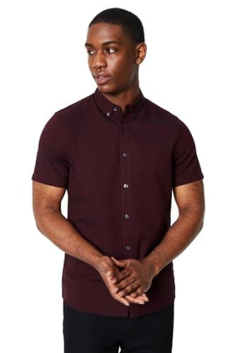 Image of Burton Burgundy Short Sleeve Oxford Shirt, XXL, burgundy