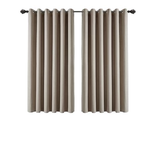 Image of INSPIRE HOMEWARE Blackout Curtains for Bedroom 46x54 Linen Curtains Super Soft & Energy Saving Thermal Insulated Eyelet Curtain Mink 2 panels with Matching Tiebacks