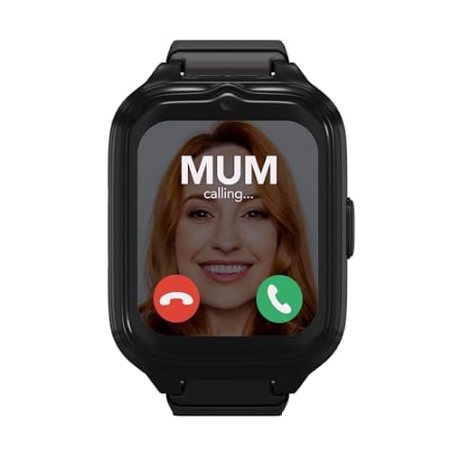 Image of Moochies Connect All-In-One 4G Smartwatch Phone for Kids, Touchscreen, Video/Voice Calling, Messages, GPS Location, Camera, Parental Control, SOS Alerts, Safe Zones, Subscription Required - Black