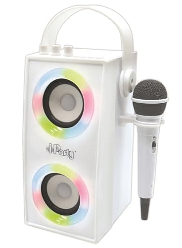 Image of LEXIBOOK iParty - Portable Bluetooth Light Speaker with Microphone, Light effects, Karaoke, Wireless, USB, SD card, Rechargeable battery, white, BTP180ZLXB