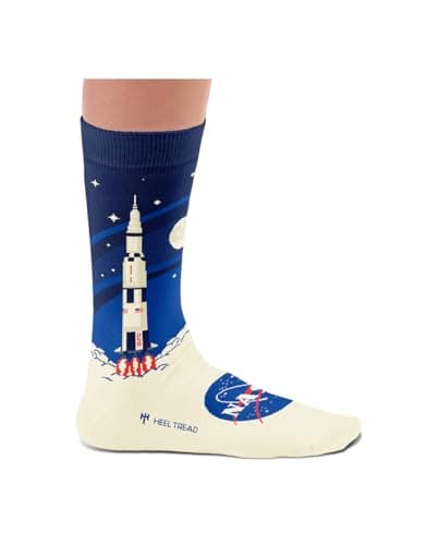 Image of NASA Socks – Space Expedition, Discovery, Saturn V, Gifts for Space Enthusiasts, Cotton Socks, 4-7 and 7½-11½