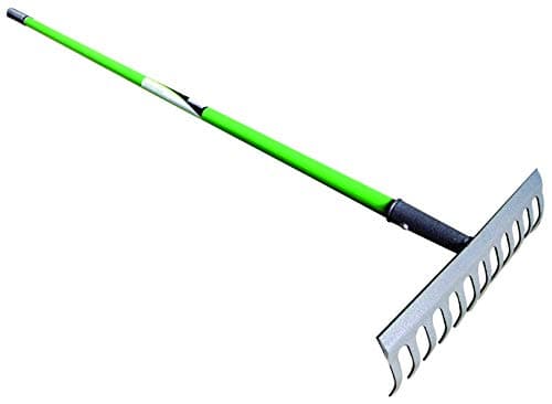 Image of Green Blade BB-GR101 12-Teeth Carbon Steel Garden Rake with PVC Grip - Leaf green/brown