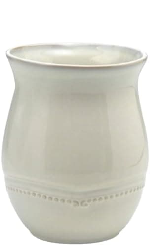 Image of Rammento 17cm Tall Medium Stoneware Kitchen Utensils Holder, Cream | Farmhouse Rustic Utensil Holder for Spoons, Spatulas, Cooking Equipment & Cutlery | Cream Kitchen Decor Essentials for New Home