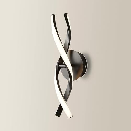 Image of ValueLights | Matt Black Double Twist Wall Light Indoor/Outdoor Integrated LED Light Fitting Neutral White Lighting - IP44 Rated | Bathroom & Home Improvements Essential