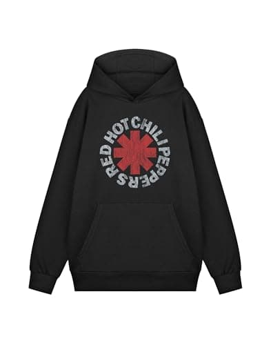 Image of Vanilla Underground Red Hot Chili Peppers Unisex Black Logo Hoodie | Red Hot Chili Peppers Graphic Sweatshirt | Hooded Chili Peppers Sweater for Men Women | Rock Band Apparel Merchandise Hoodie Gift
