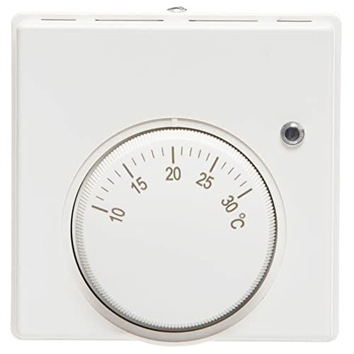 Image of SPARES2GO Mains Room Thermostat for Combi Boilers Temperature Switch Dial 10°C - 30°C with Neon Indicator