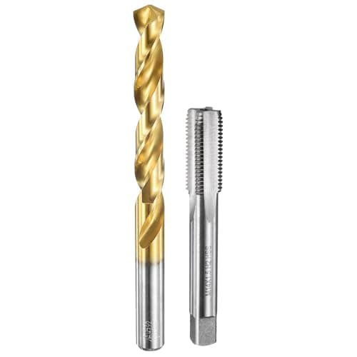 Image of sourcing map Tap and Drill Bit Set, 1pcs M14 x 1.5 Metric Straight Flute Thread Screw Taps & 1pcs 12.5mm Twist Drill Bits, Uncoated/Titanium Coated HSS-6542 Tapping Threading Tool Kit