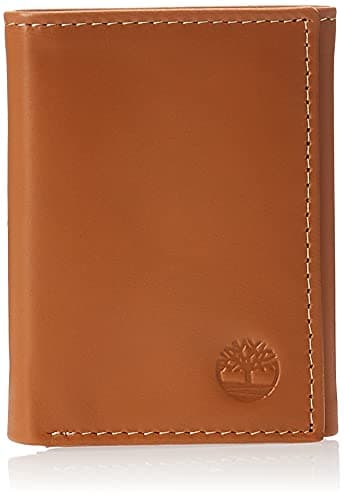 Image of Timberland Men's Leather Trifold Wallet with Id Window Tri-Fold, Tan (Cloudy), One Size