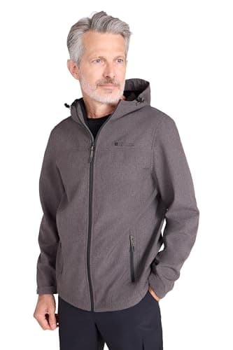 Image of Mountain Warehouse Reykjavik Textured Mens Windproof Softshell - Water-resistant Fleece Lined Rain Jacket, Adjustable Fit - For Spring Summer Walking & Outdoors Dark Brown XS