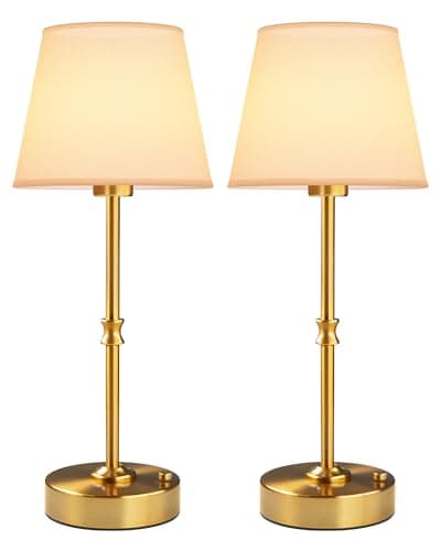Image of EppieBasic Rechargeable Table Lamp Cordless: Fast Charging & Long Lasting - 2700K Warm Light Vintage Gold Lamps for Women Housewife - Living Room Dining Bedroom - 2 Pack