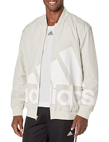 Image of adidas Men's Essentials Giant Logo Windbreaker, Alumina/White, XL